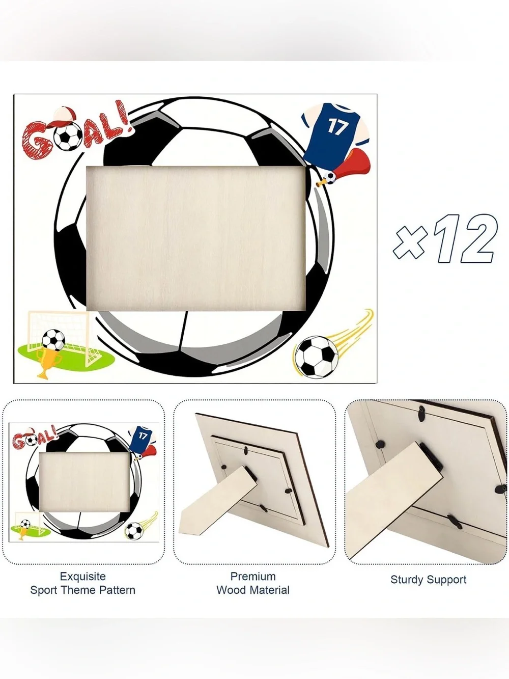Soccer Goal Photo Frame Party Favor - Pack of 12